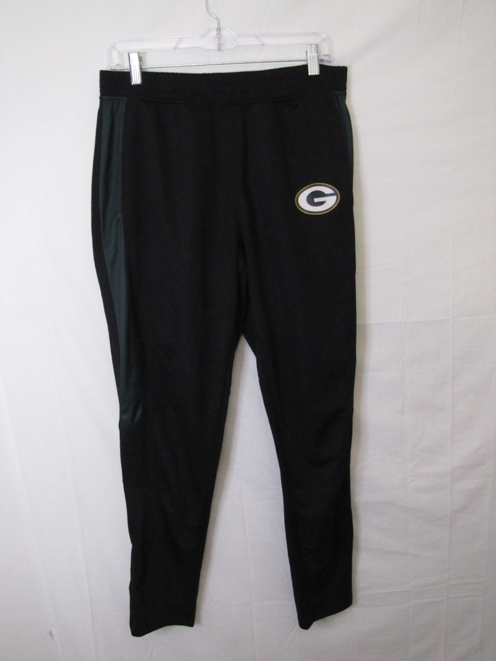 Black Green Side-Panel Jogger Pants with Team Emblem
